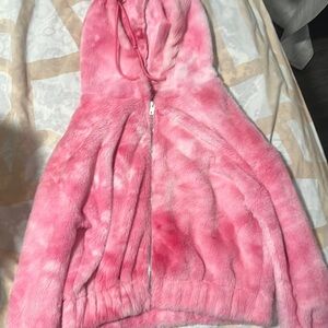 Tye dye pink zip up hoodie
